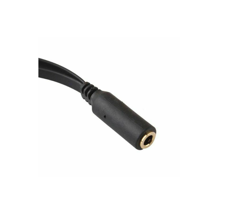 3.5mm AUX socket to dual 3.5mm AUX plug. Separate your microphone and audio. Black