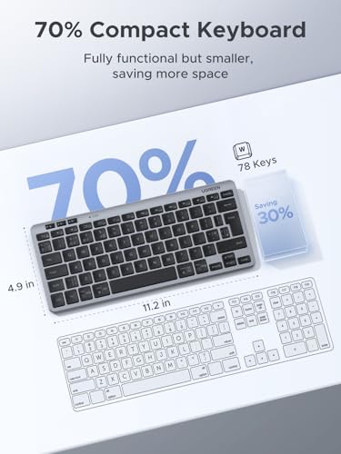 UGREEN Bluetooth Wireless Keyboard Multi Device Easy Switch Portable Mini Keyboard 500 Day Battery Silent Typing Ergonomic Keys QWERTY UK Layout BT5.3 2.4G