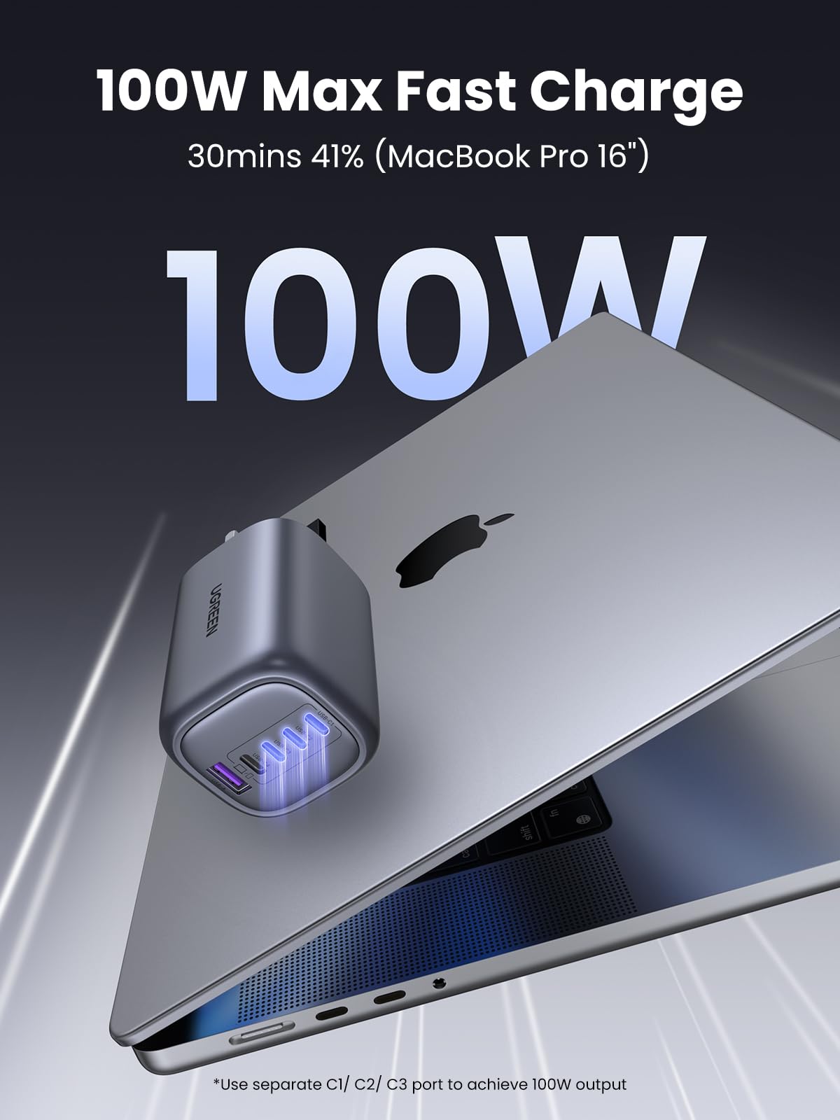 UGREEN USB C Charger 100W Plug Nexode 5 Port GaN Fast Charger Laptop Charger Adapter Compatible with MacBook iPad iPhone 16 15 Galaxy S24 S23 Pixel 9