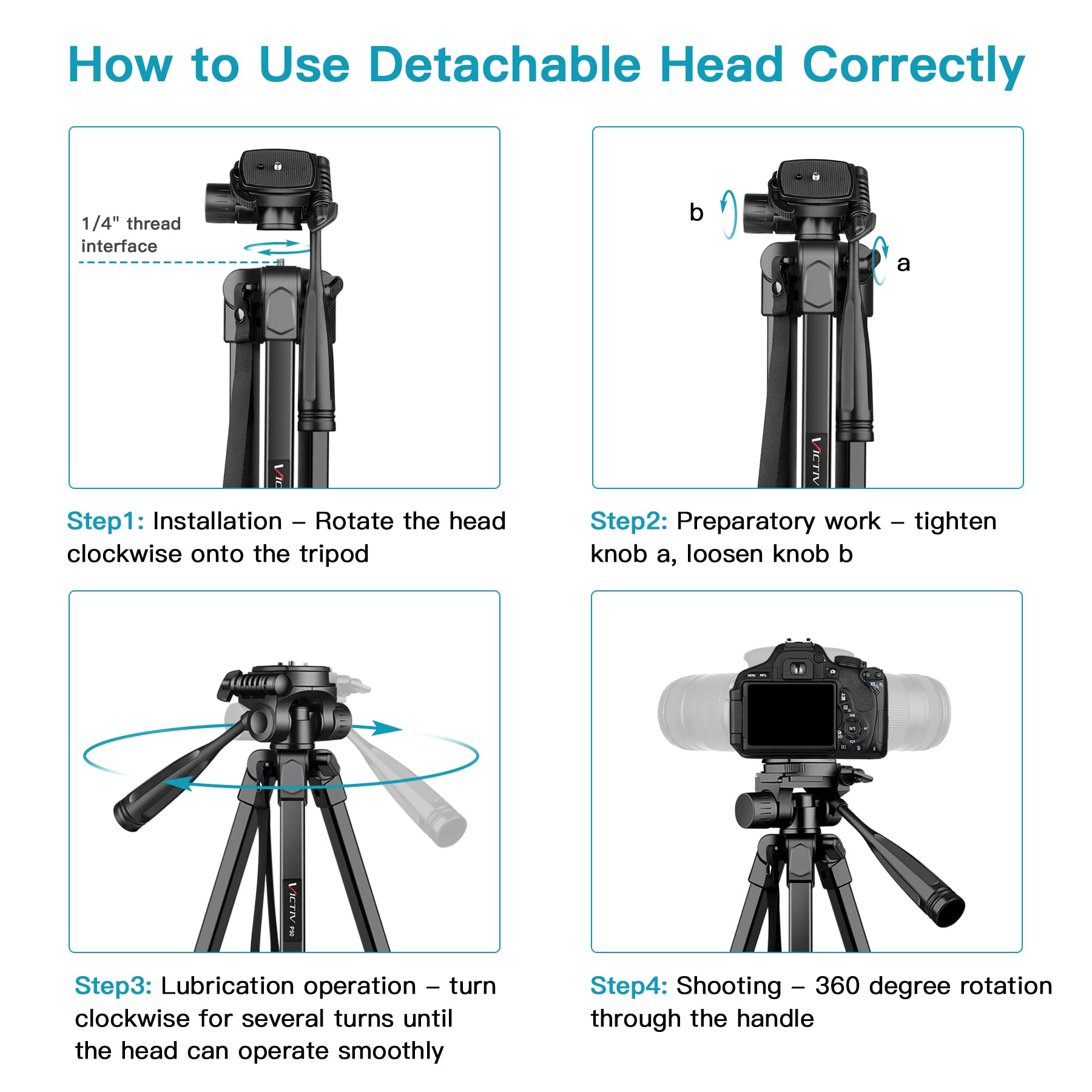 Camera Phone Tripod. Portable Foldable. Fully Flexible Mount Tripod Stand with 3D Head, Quick Release Plate & Bluetooth Remote. 67.7"/172cm