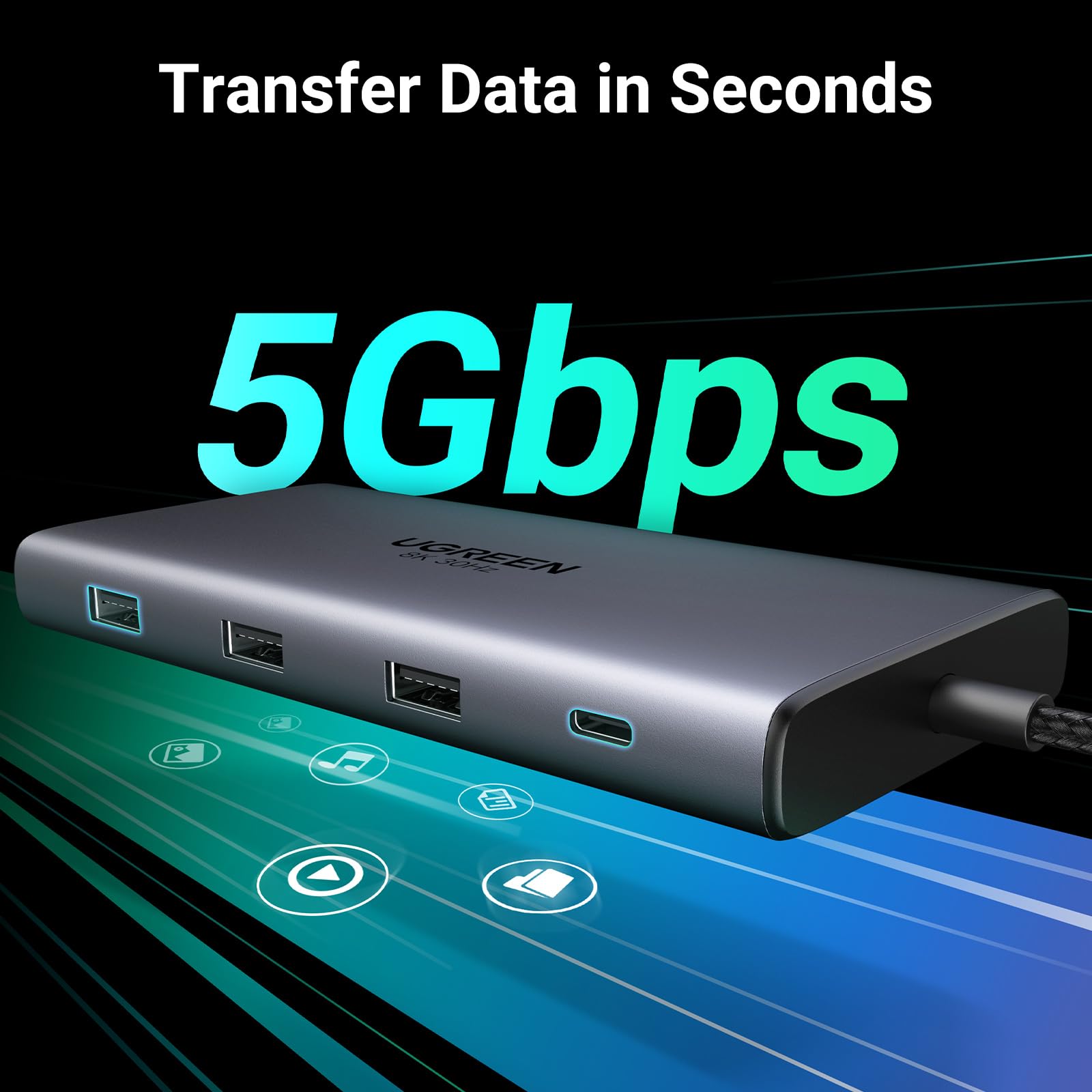 UGREEN Docking Station Revodok Pro 210 USB C Hub 10 in 1 Dual 4K 60Hz Single 8K 30Hz Gigabit Ethernet 100W PD 4x 5Gbps USB Ports SD TF USB C Dock for Laptops