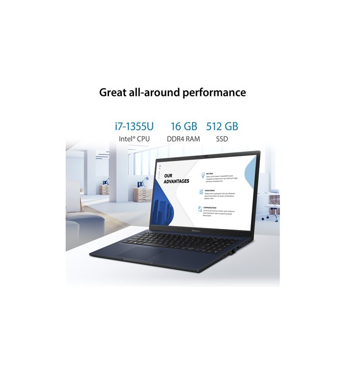 Asus ExpertBook B1 HD, 14", Intel I7 1335U, 16 GB Ram, 512 GB SSD, Intel Iris Xe Graphics, WIN 11 PRO