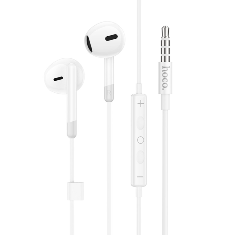 Earphones headset for iPhone and Android white with Volume Buttons