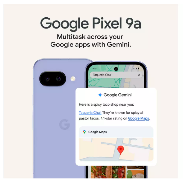 Google Pixel 9a. 5G. 128GB. 8GB, 6.3". OLED. Sim-Free. Dual-SIM. Gemini AI. Iris