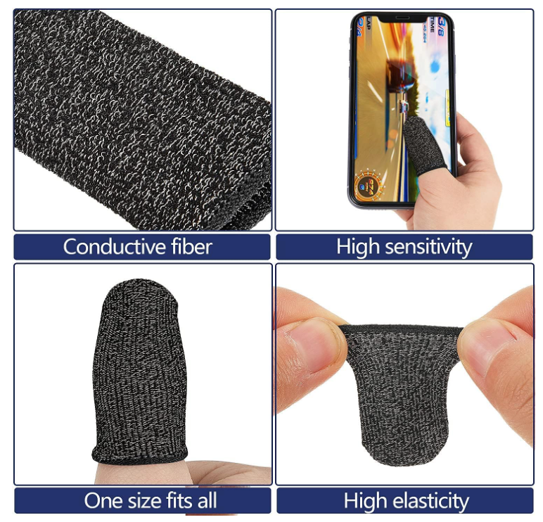 HOCO GM4 Phantom Fiber Finger Cots: Ultra-Light, Precise Gaming - Silver Fiber, 15-Needle Weaving, 0.4mm Thickness, 0.8g/pair.
