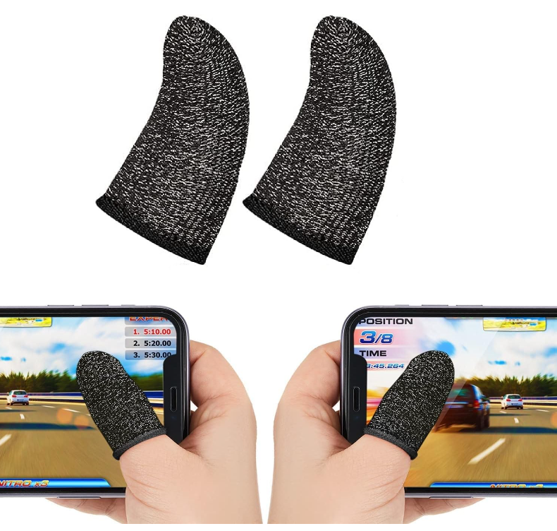 HOCO GM4 Phantom Fiber Finger Cots: Ultra-Light, Precise Gaming - Silver Fiber, 15-Needle Weaving, 0.4mm Thickness, 0.8g/pair.