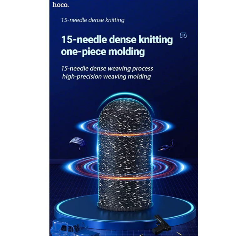 HOCO GM4 Phantom Fiber Finger Cots: Ultra-Light, Precise Gaming - Silver Fiber, 15-Needle Weaving, 0.4mm Thickness, 0.8g/pair.