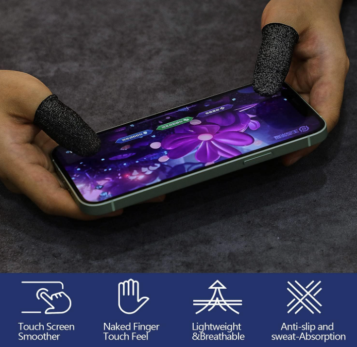HOCO GM4 Phantom Fiber Finger Cots: Ultra-Light, Precise Gaming - Silver Fiber, 15-Needle Weaving, 0.4mm Thickness, 0.8g/pair.