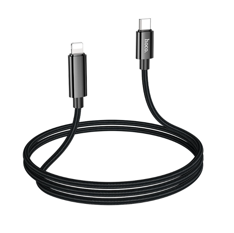 Hoco 1.2M 27W USB-C to iPhone 5 to 14 braided cable. Fast charge/data cable, iPad 2020-202. U125