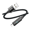 Hoco 1.2M USB-A to iPhone 5 to 14 braided cable. Fast charge. Data cable. U125 with Digital Display. Black