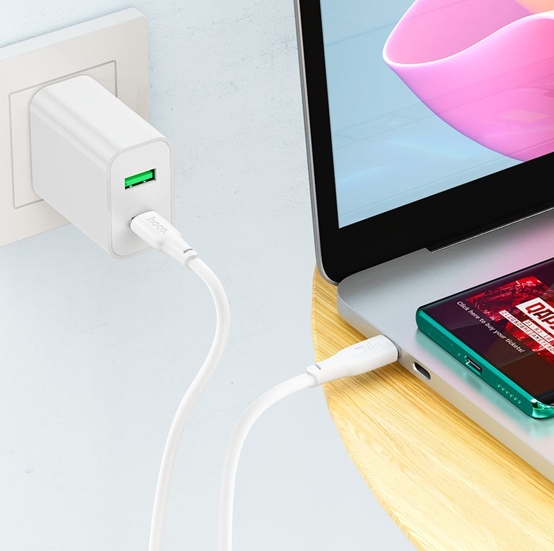 Hoco 1M 240w 5A USB-C to USB-C cable. Fast charge and data transfer. For Android, iPhone 15 / 16 & iPad(2020 or later). X93 White