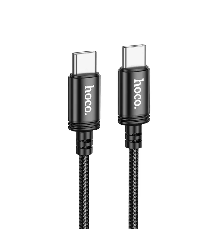 Hoco 2M 60w USB-C to USB-C braided cable. Fast charge and data transfer. For Android, iPhone 15 & iPad(2020 or later). X89 Black