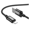 Hoco 2M 2.4A USB-A to iPhone braided cable. Fast charge and data transfer. For iPhone 5 to 14. X89. Black