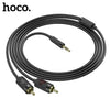 Hoco 3.5mm to 2 RCA Cable: Premium audio clarity, 1.5m length, gold-plated connectors, versatile compatibility. UPA28