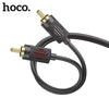 Hoco 3.5mm to 2 RCA Cable: Premium audio clarity, 1.5m length, gold-plated connectors, versatile compatibility. UPA28