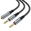 Hoco 3.5mm female to 2 3.5mm male audio adapter cable aluminium alloy nylon braid, 25cm UPA21