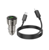 Hoco 38W Car Charger with Cable for iPhone 5 to 14, iPad (Pre 2019). Dual Port. 1x USB-C. 1 x USB-A. Car Charger PD20W + QC3.0. DC12-24V. Black. Z52