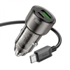 Hoco 38W Car Charger with USB-C Cable for Android, iPhone 15, iPad (2020+). Dual Port. 1x USB-C. 1 x USB-A. PD20W + QC3.0. DC12-24V. Black. Z52