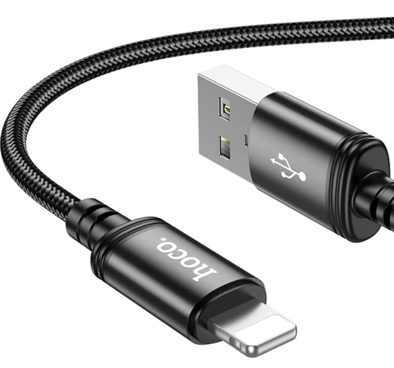 Hoco 3 metre 2.4a USB-A to iPhone 5 to 14, iPad pre 2019. Braided cable. Fast charge/data cable. X91 Black