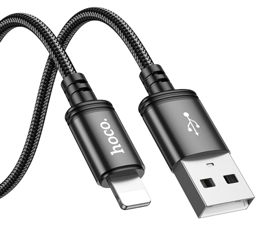 Hoco 3 metre 2.4a USB-A to iPhone 5 to 14, iPad pre 2019. Braided cable. Fast charge/data cable. X91 Black