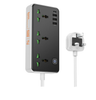 Hoco DC56 Cool Power Strip Socket Extension Board 3 AC Outlets + 3 USB + 1 Type-C, 2M Cable, 2500W, 18W Fast Charging