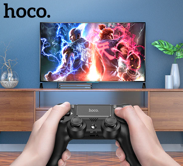 Hoco DGM01 Cool Play Multi-Function Wireless PS4 Controller – Black, Bluetooth, Dual Vibration, Touchpad, 600mAh Battery