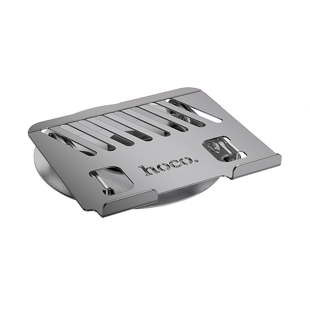 Hoco DH21 Leader Mini Rotating Metal Laptop Stand – Adjustable Aluminum Ergonomic Notebook Holder, 70° Tilt, Silver
