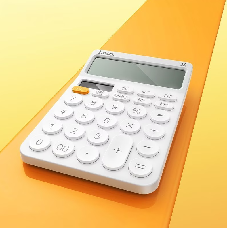 Hoco DI83 12-Digit Electronic Calculator – Solar & Battery Powered – White