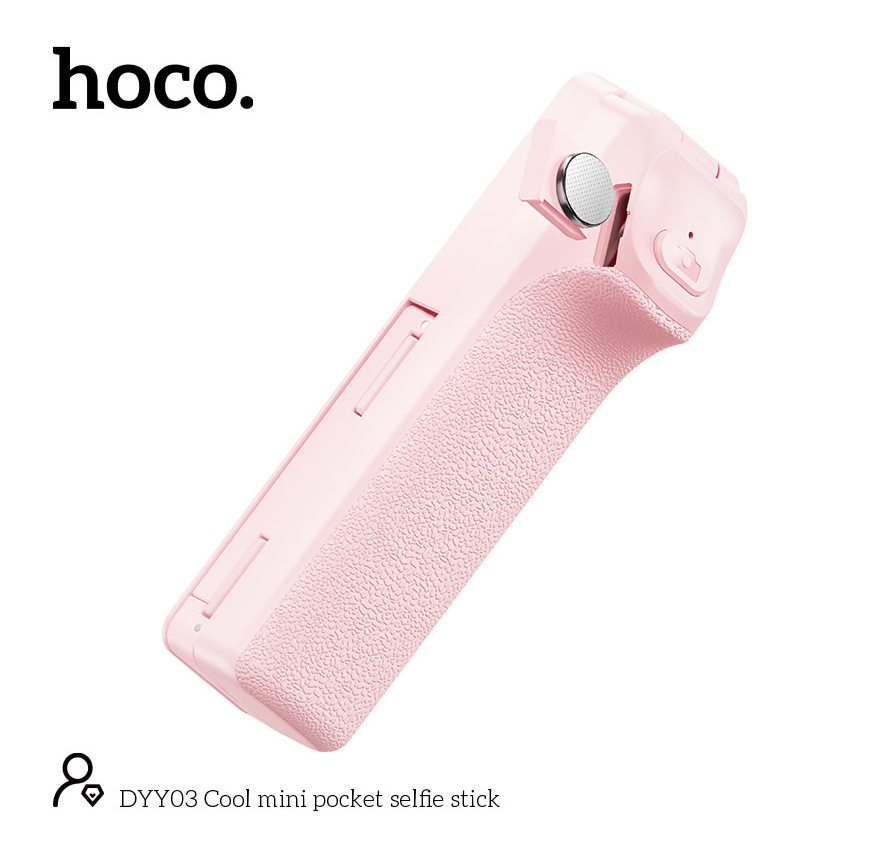 Hoco DYY03 Cool Mini Pocket Selfie Stick Pink. 7-Section Telescopic, 360°/180° Rotation, for 4.5-7.2" Smartphones