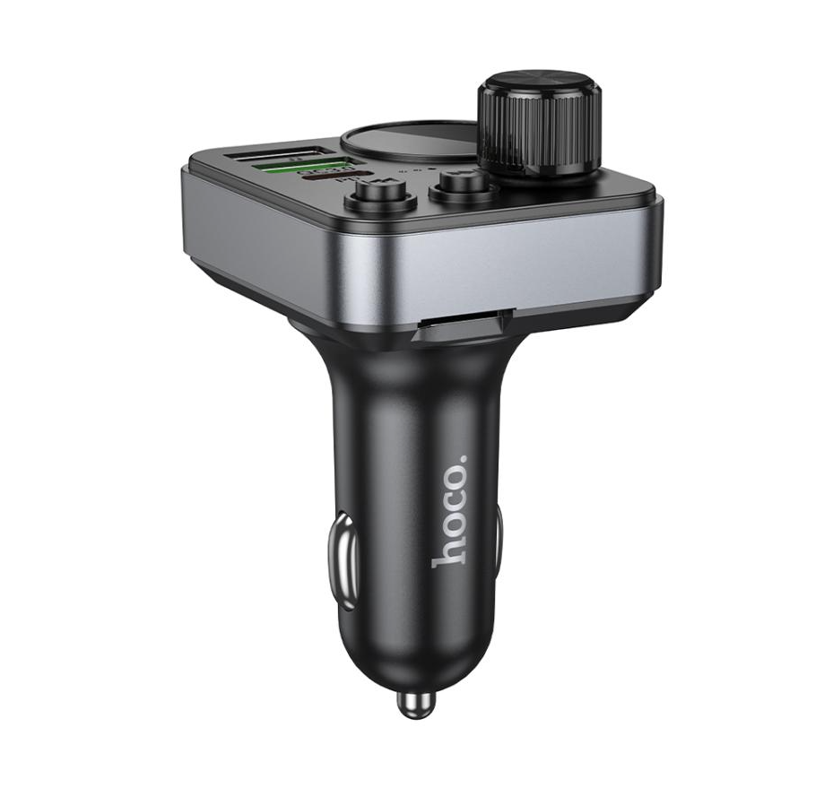 Hoco E86 bluetooth FM transmitter handsfree calling dual car charger USB C PD 48W QC3 USB A flash drive support MP3 / WMA / WAV / FLAC in-car