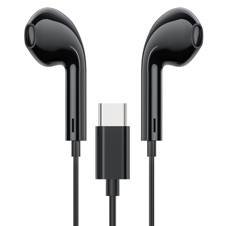 Hoco Earphones headset for iPhone Android Volume Buttons and Microphone with USB C. 3D surround sound. M101. Black. iPhone 15,16,17, Android