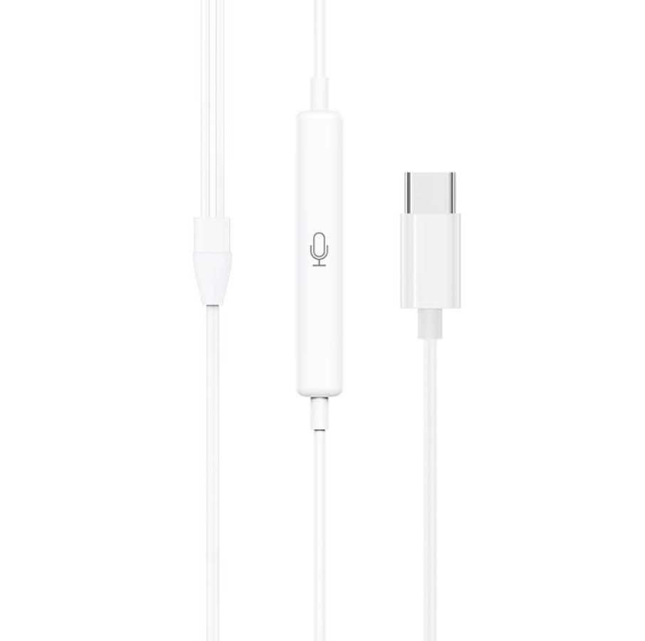 Hoco Earphones headset for iPhone Android Volume Buttons and Microphone with USB C. 3D surround sound. M101. White. iPhone 15,16,17, Android
