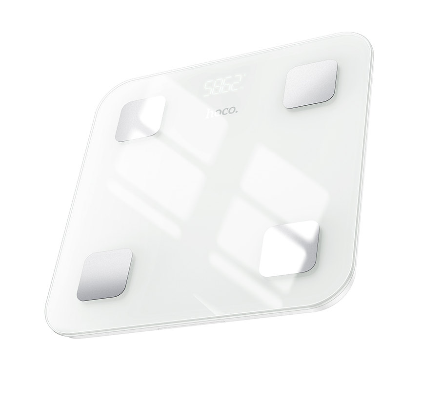 Hoco HI21 Smart Body Weight Scale with Bluetooth 4.2, Heart Rate Monitoring, 180kg Capacity. White
