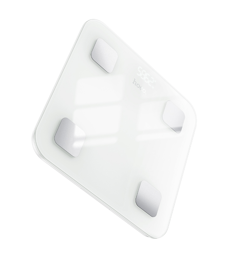 Hoco HI21 Smart Body Weight Scale with Bluetooth 4.2, Heart Rate Monitoring, 180kg Capacity. White