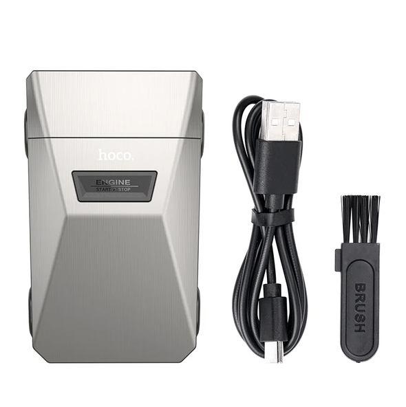 Hoco HP31 Zinc Alloy Double Razor Shaver. Waterproof, Portable, Rechargeable, Long Battery Life. Gray.