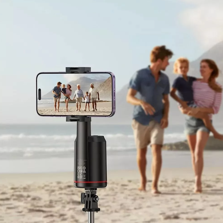 Hoco K23 Auto Face Tracking 360° Phone Holder with Remote Control, Tripod Mount, 4.5–7" Smartphone Compatible – Black