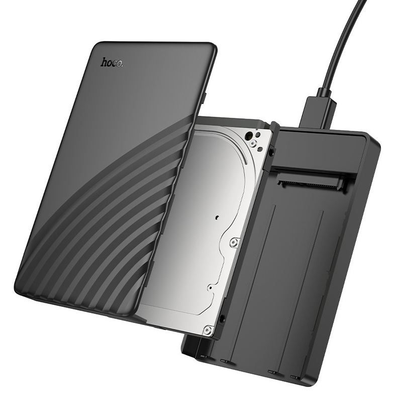Hoco USB 3 SATA Harddisk enclosure for 2.5 inch SATA HDD or SATA SSD. HB46. Black
