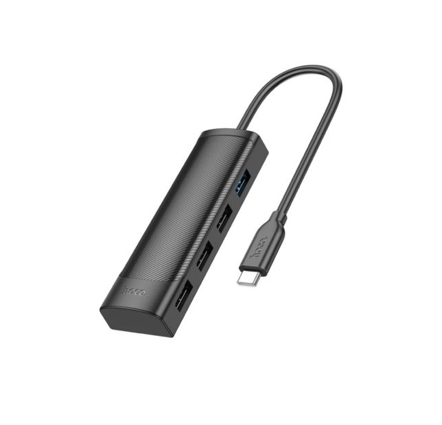 Hoco USB C To 4 Port USB 2.0 / 3.0 Hub Black compatibility PC or MAC. HB41