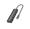 Hoco USB C To 4 Port USB 2.0 / 3.0 Hub Black compatibility PC or MAC. HB41