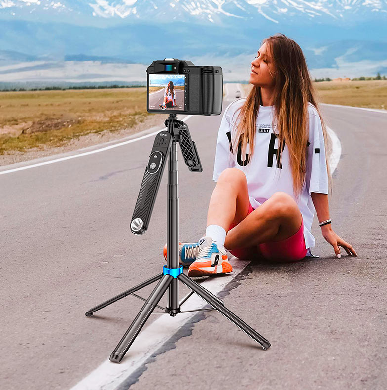 Hoco Wireless 175cm Selfie Stick. Tripod Monopod with Bluetooth Remote Shutter. Universal for iPhone Android Smartphones K22