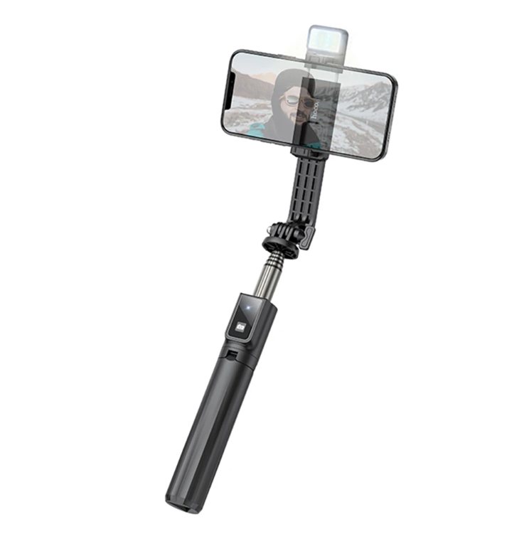Hoco Wireless 85cm Selfie Stick. Fill, Flash light. 360. Supports Gimbal. Tripod Monopod. Bluetooth Remote Shutter. For iPhone, Android, GoPro. K15
