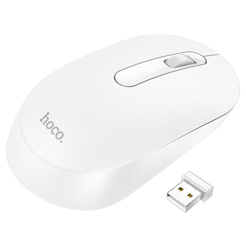 Hoco Wireless Mouse. 2.4g, Lightweight, 1200 dpi cursor speed, sensitive and durable. White. GM14