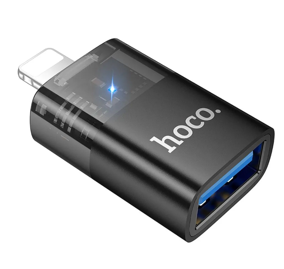 Hoco iPhone/iPad plug to USB-A socket converter. Charging cable adapter. Compatible with iPhone 5 to 14 cable. U36