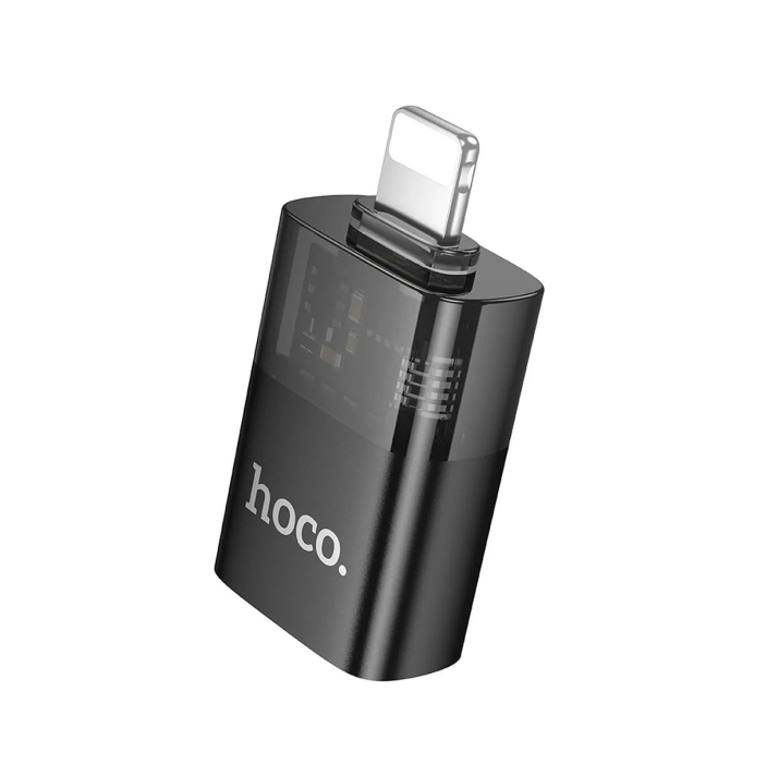 Hoco iPhone/iPad plug to USB-A socket converter. Charging cable adapter. Compatible with iPhone 5 to 14 cable. U36