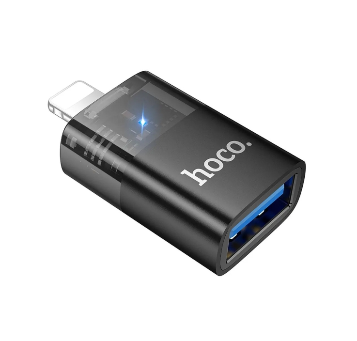 Hoco iPhone/iPad plug to USB-A socket converter. Charging cable adapter. Compatible with iPhone 5 to 14 cable. U36