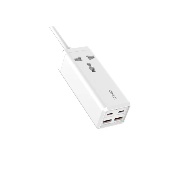 Ldnio SC1418 Extension Cord 65W IE UK Worldwide Plug 2 USB 2 USB-C ports Power Strip Wire 2m Power Socket Laptop android ipad iphone phone Fast Charge