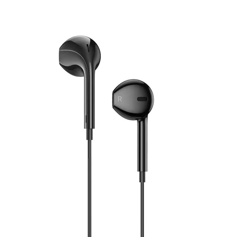 Earphones for iPhone. Wired, In-ear, Mic, Volume and Call answer buttons. Compatible with iPhone 7 to 14. Plug and Play. Hoco M111. Black.