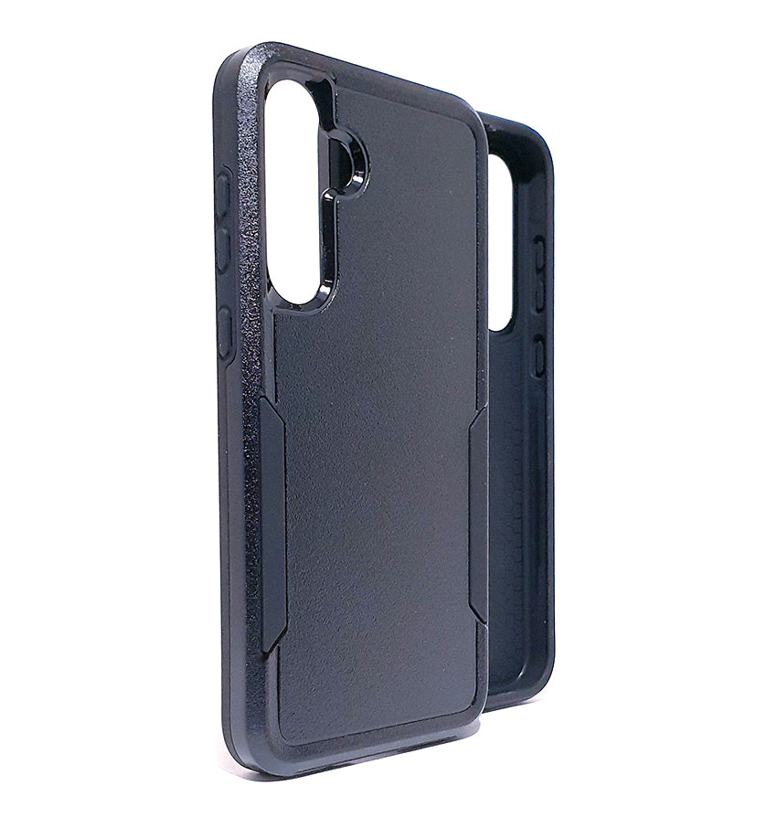Samsung A15 4G/5G Symmetry Hard Phone Case. Black armor, Anti drop, shockproof, rugged and protective