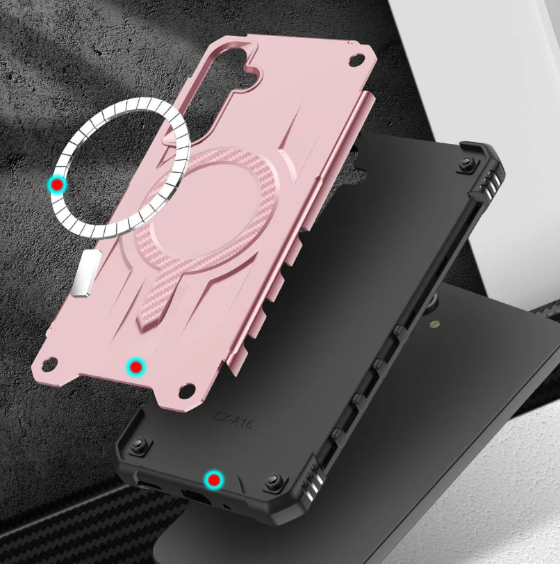 Samsung A16 / A17 / A26 5G phone case rose gold pink. Magnetic, Magsafe, Armor, Anti-Drop, Shockproof, Rugged, Protective.