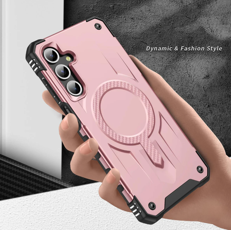 Samsung A16 / A17 / A26 5G phone case rose gold pink. Magnetic, Magsafe, Armor, Anti-Drop, Shockproof, Rugged, Protective.